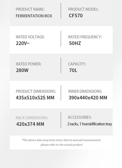 70L Temperature-Controlled Electric Dough Proofer Fermentation Household Baking Multi-functional Automatic Bread Yogurt  Machine