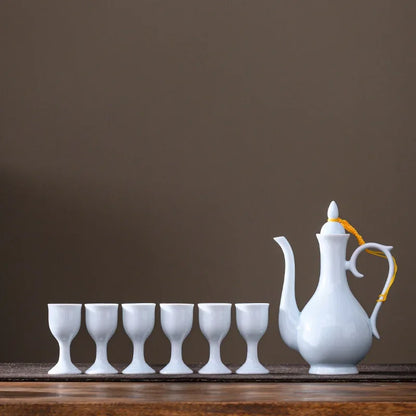 Chinese style wine divider ceramic retro wine jug 20ml goblet antique invitation wine jug set gift box set