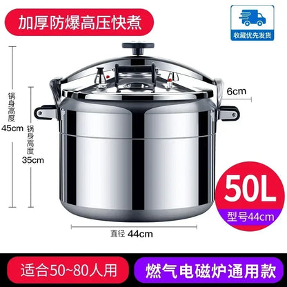 50L Commercial Pressure Cooker Thickened Large Capacity Gas Induction Cooker Universal Explosion-proof Household Pressure Cooker