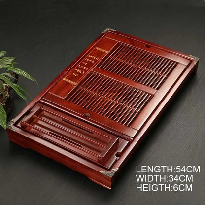 Chinese Solid Wooden Tea Accessories Drinkware Tea Tray Tea Kung Fu Tea Set Table Drawer Type Gongfu Storage Drainage Tray