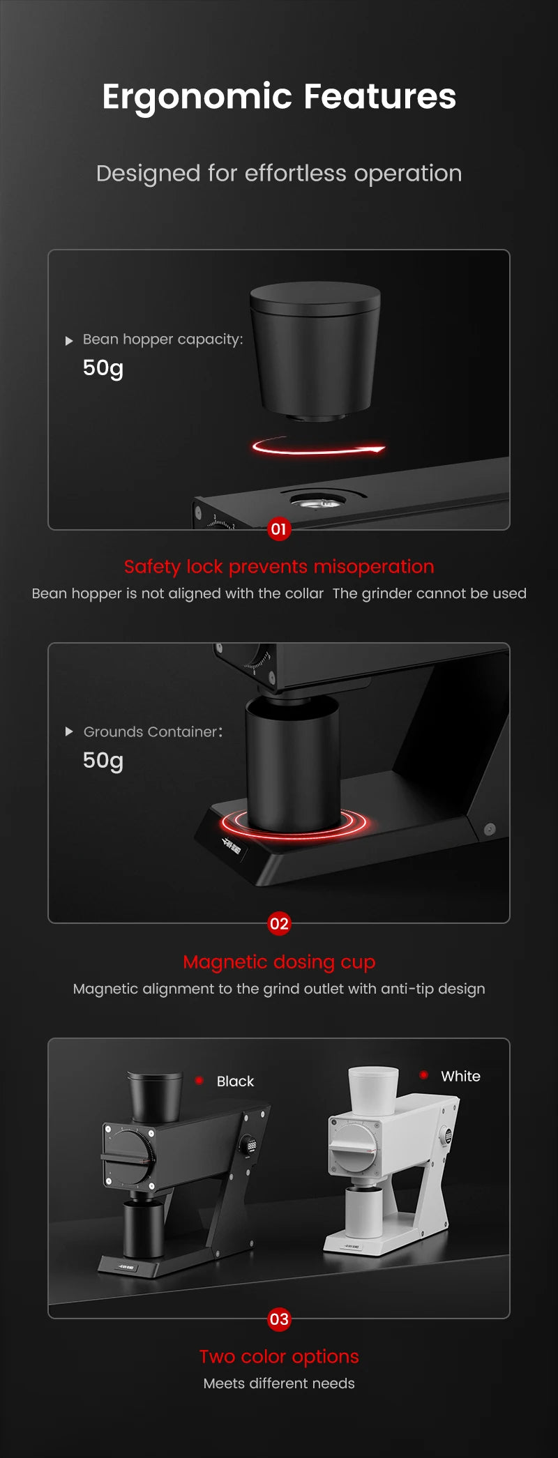 MHW-3BOMBER F74 Electric Grinder – 74mm Ti Flat Burr, 90-Step Stepless Espresso to French Press