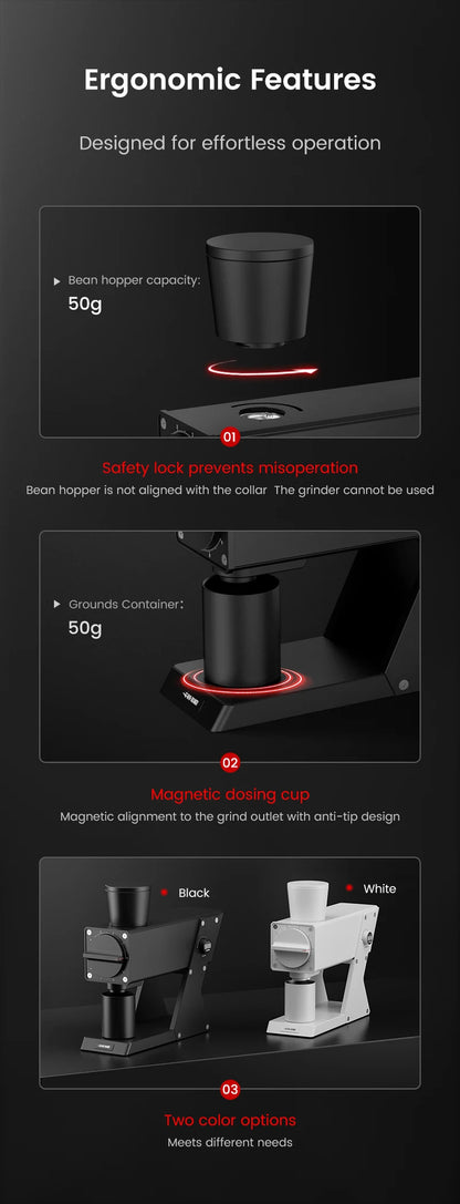 MHW-3BOMBER F74 Electric Grinder – 74mm Ti Flat Burr, 90-Step Stepless Espresso to French Press