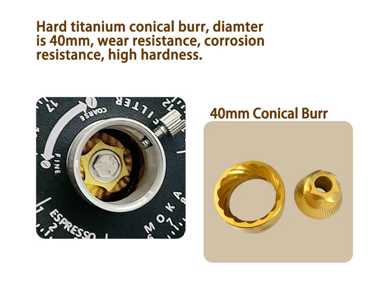 ITOP Electric Coffee Grinder 40MM Titanium Burr Metal Bean Hopper 75g Elegant Samll Coffee Grinder Machine New Arrival 2022