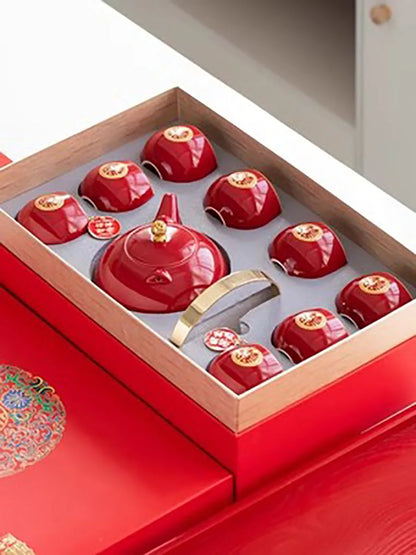 Ceramic Tea Set for Weddings, Home Teapot, Engagement and Dowry Gift, New lyweds