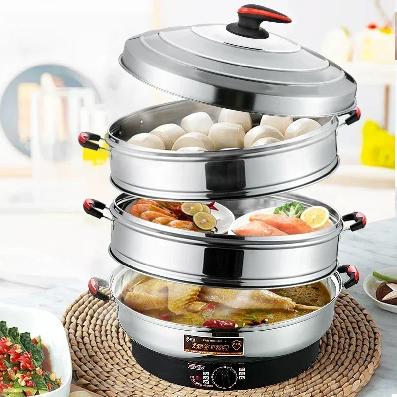 Commercial breakfast shop Multifunctional Stainless Steel Electric Steamer, new style Large Capacity, steamed buns