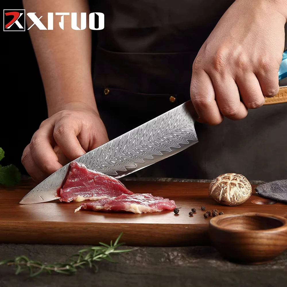 Japanese 67-Layer Damascus Steel Kitchen Knife Set Utility Knife Meat Slicer Vegetable Knife Boning Knife Ergonomic Handle