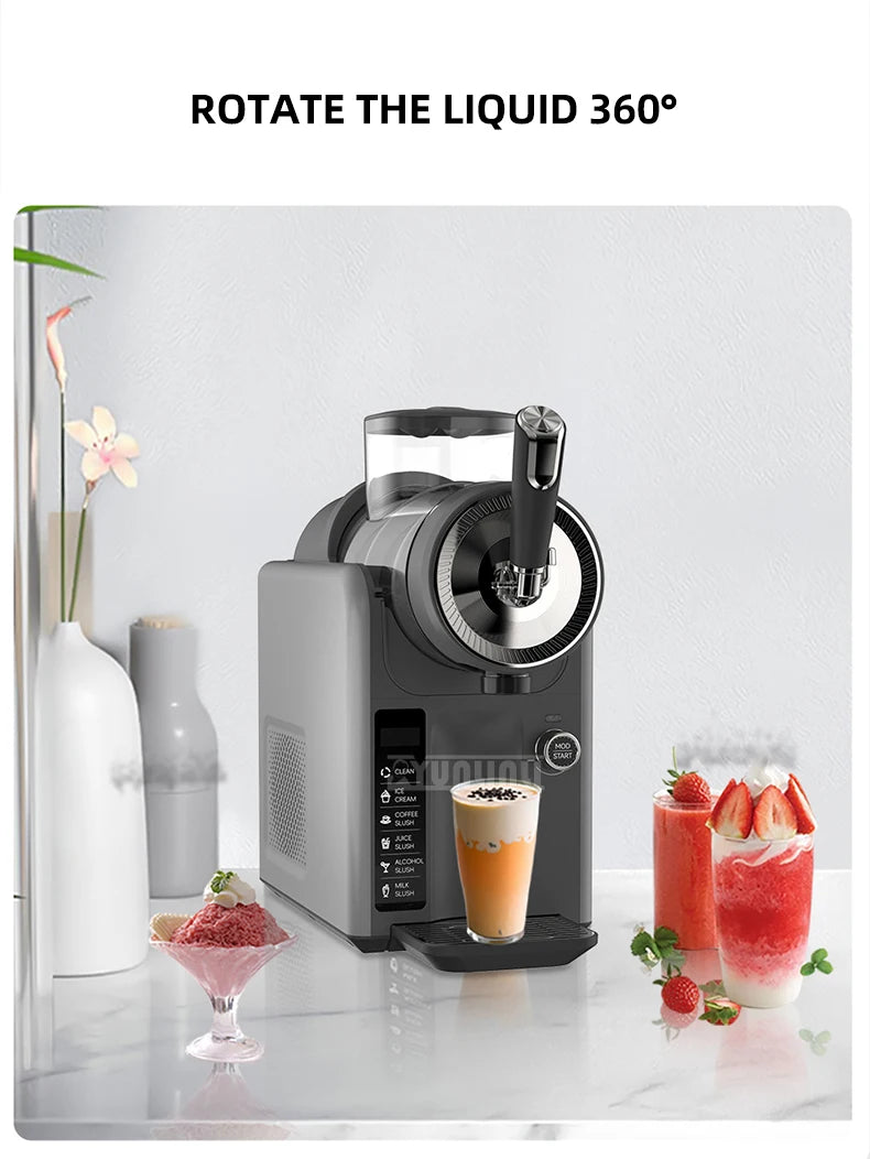 Small Soft Drink Ice Cream Machine 1.8L Slush Machine Countertop Beverage Smoothie Machine Portable Automatic Cold Drink