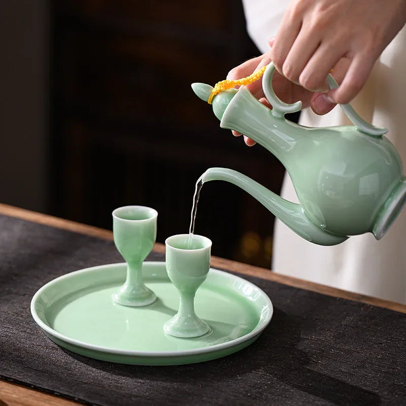 Chinese style wine divider ceramic retro wine jug 20ml goblet antique invitation wine jug set gift box set