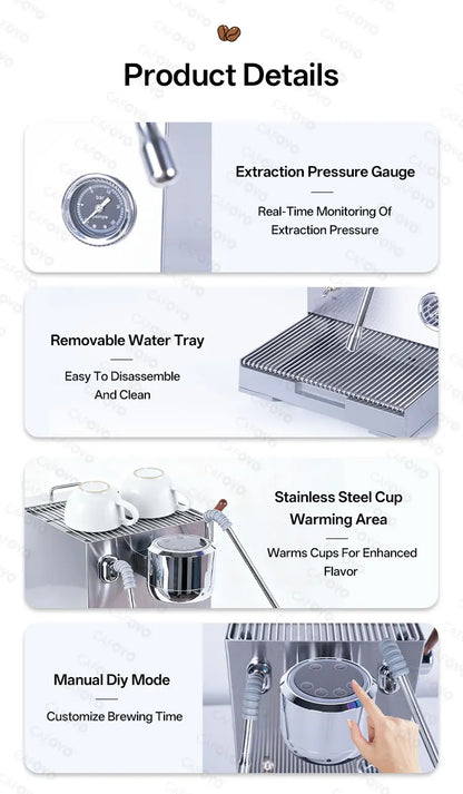 CAFOVO E120 9Bar Commercial Dual Boiler Espresso Machine ULKA Pump OPV System with OLED Display for Cafe Coffee Maker 220V