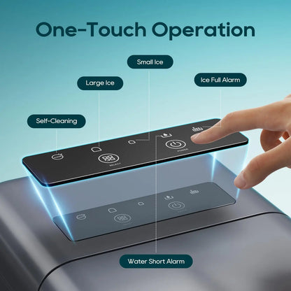 Portable Self-Cleaning Ice Maker Machine – 6-Min Ice, 2 Sizes, 9 Cubes/Batch, 12kg/24H Low-Noise Ice Maker with Scoop & Basket