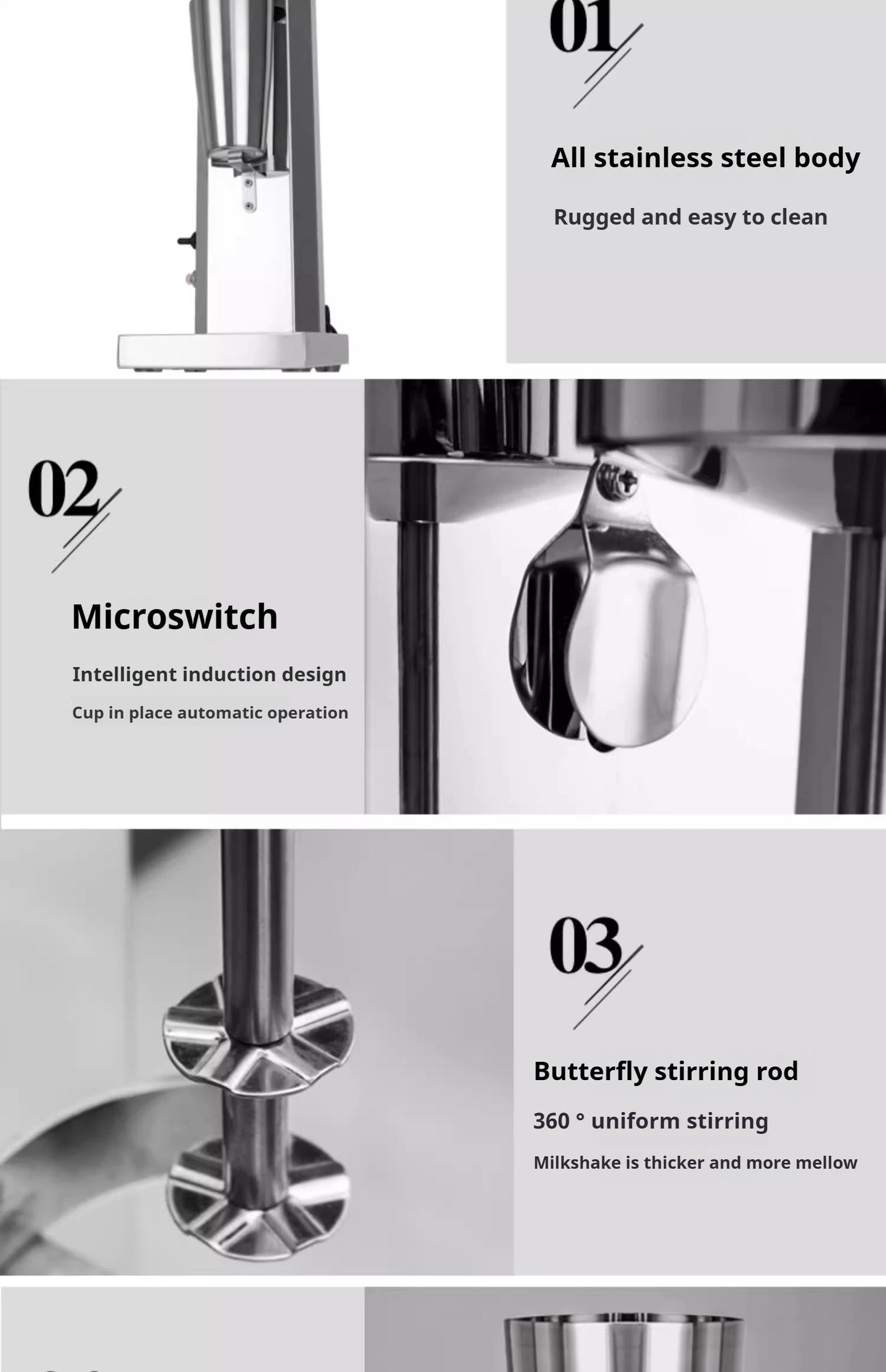 OneHappy Stainless Steel Milkshake Machine – Commercial Pearl Milk Tea & Milk Frothing Blender for Restaurants & Cafés