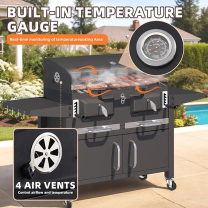 36-Inch Extra Large Charcoal Grill – 620 Sq.In BBQ Cooking Area with Thermometer & Independent Lifting Charcoal Trays