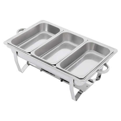 Chafing Dish Buffet Set 3 Grid Stainless Steel Rectangular Catering Chafer Warmer Set Buffet Dishes Warming Set 63.5*35.5*32cm