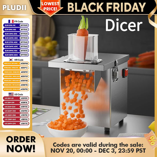Electric Cube Cutting Machine – Automatic Dicer for Potatoes, Onions, Carrots, Fruits & Vegetables