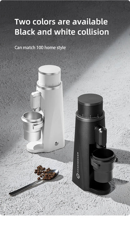 STARSEEKER EDGE Stainless Steel Burr Coffee Grinder 48MM Espresso Stepless Fineness Adjustment Electric Coffee Grinders Black