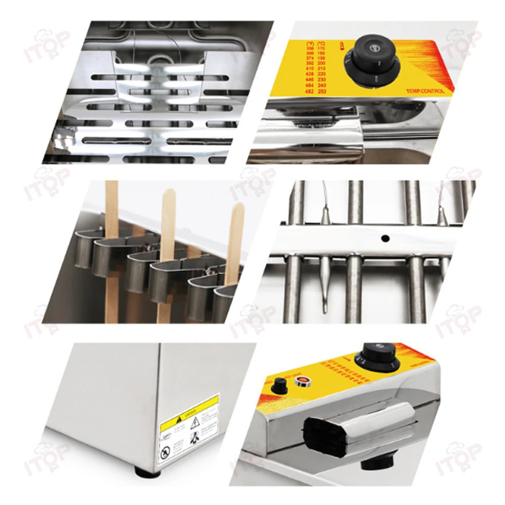 ITOP 12L Commercial Automatic Cheese Hot Dog Sticks Fryer Electric Korean Mozzarella Corn Dog Fryer Machine