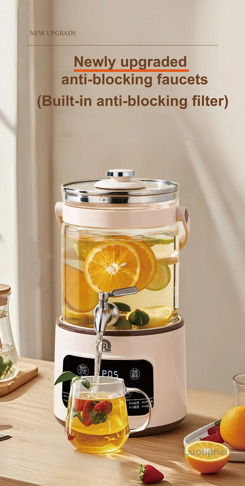 3L Electric Smart Tea Brewer – Large-Capacity Thermostatic Kettle with Faucet for Office, Fruit Tea & Commercial Use