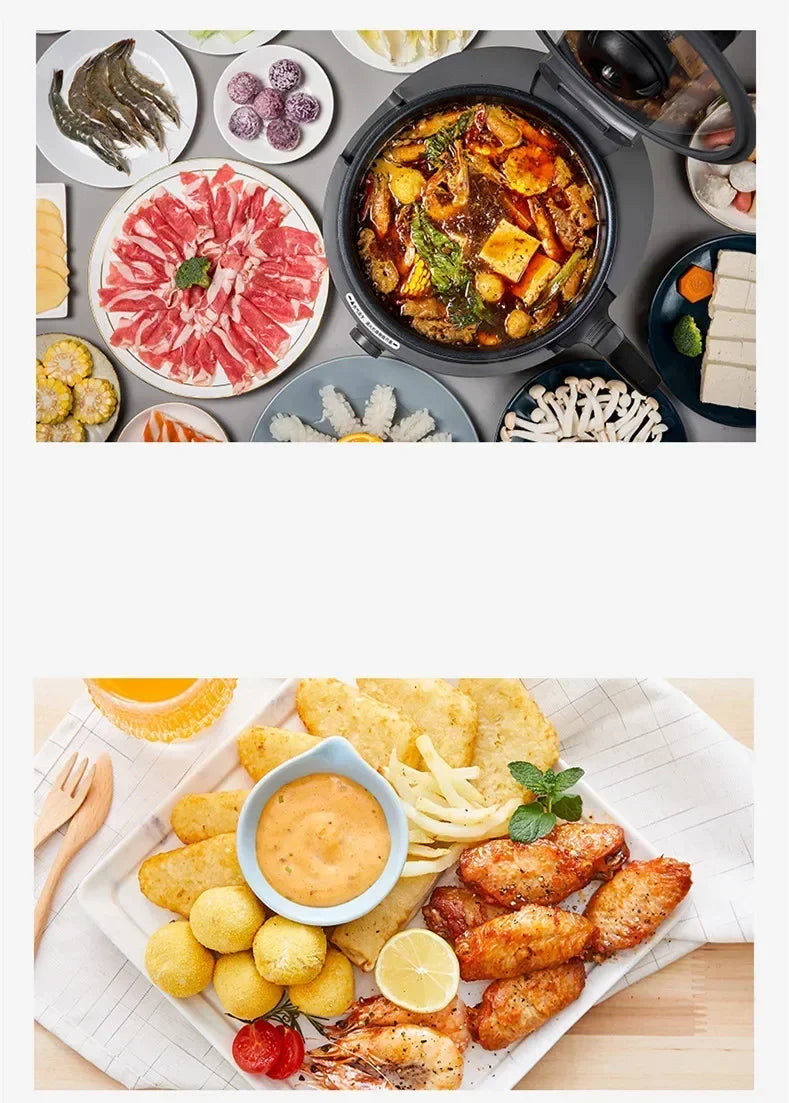 Joyoung Cooking Machine Robot Electric Frying Pan Smoke free precise Temperature Control Intelligent Automatic Cooker CJ-A9 Gray