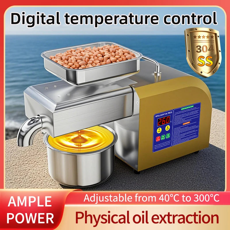 BEAUTIUSN,110V/220V New Automatic  Oil Press Machine Commercial Home cold Oil Extractor Expeller Presser ,flaxseed Sunflower Oil