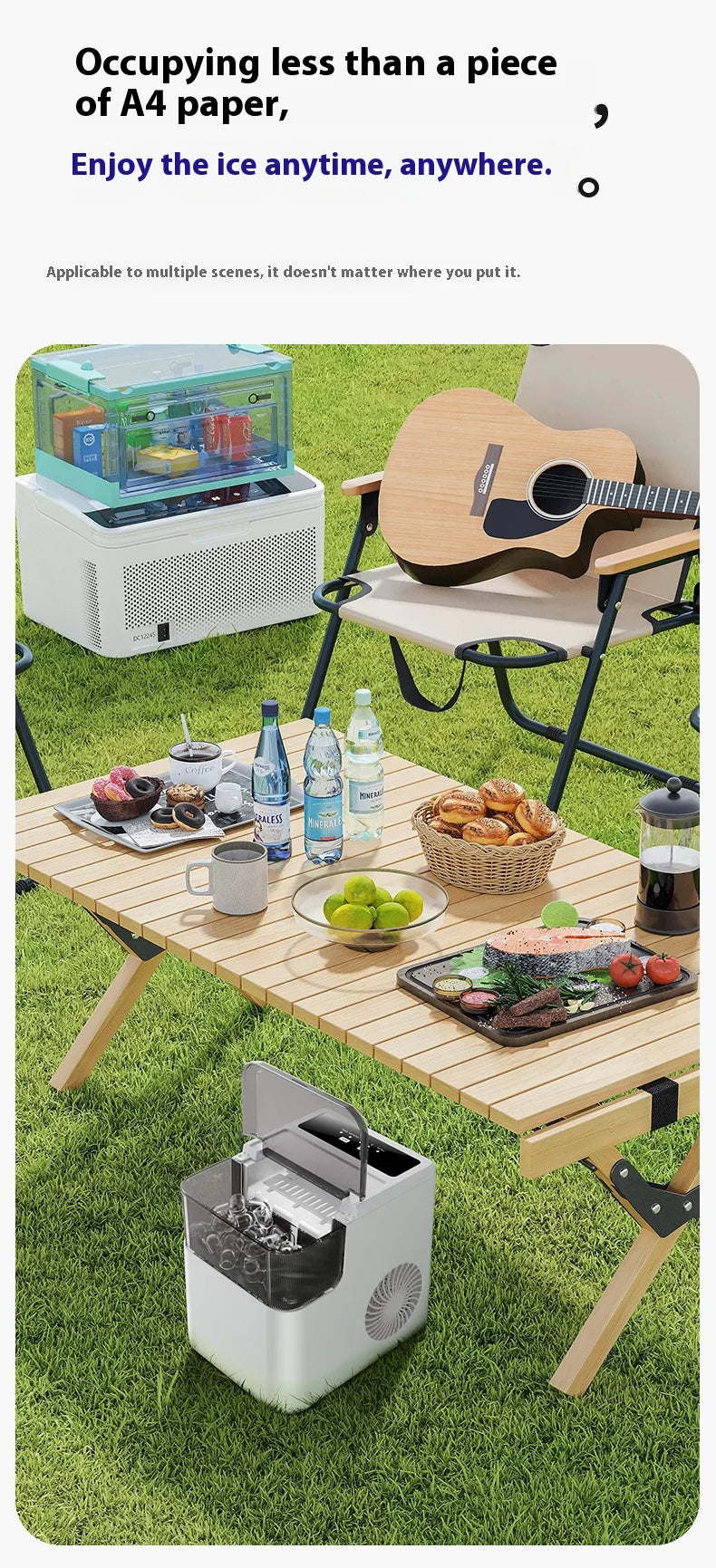 MOCATT Desktop Fully Automatic Bullet Shaped Ice Making Machine, Capable Of Making 9 Pieces Of Ice At Once, Continuously Making