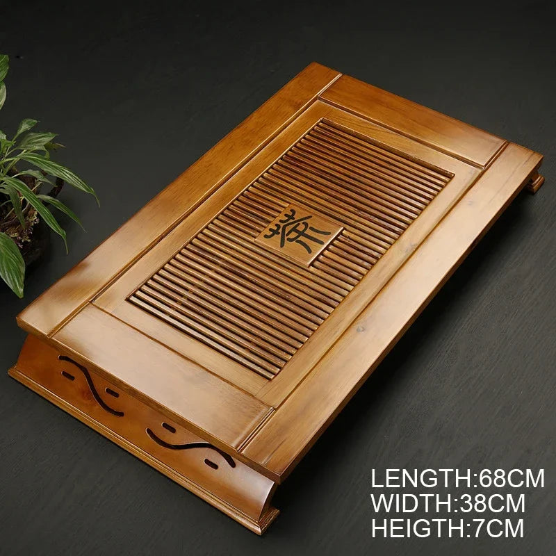Chinese Solid Wooden Tea Accessories Drinkware Tea Tray Tea Kung Fu Tea Set Table Drawer Type Gongfu Storage Drainage Tray