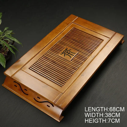 Chinese Solid Wooden Tea Accessories Drinkware Tea Tray Tea Kung Fu Tea Set Table Drawer Type Gongfu Storage Drainage Tray