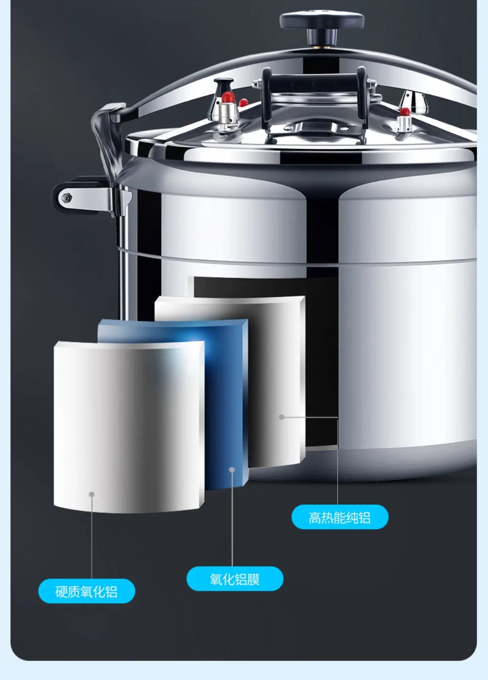 50L Commercial Pressure Cooker Thickened Large Capacity Gas Induction Cooker Universal Explosion-proof Household Pressure Cooker