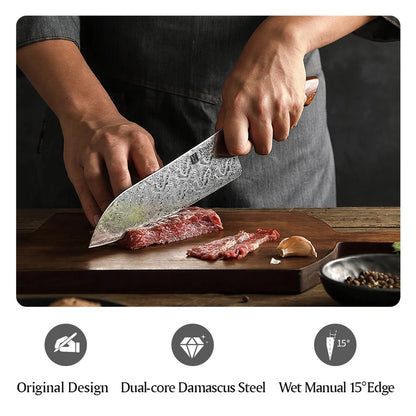 XINZUO 7.8'' Japanese Chef's Knife High-carbon Dual-core Damascus Steel Cooking Knife for Meat Vegetable Fish Fillet Salmon