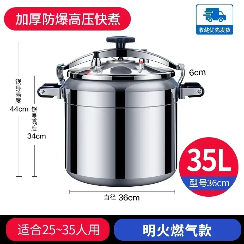 50L Commercial Pressure Cooker Thickened Large Capacity Gas Induction Cooker Universal Explosion-proof Household Pressure Cooker