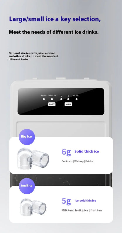 MOCATT Desktop Fully Automatic Bullet Shaped Ice Making Machine, Capable Of Making 9 Pieces Of Ice At Once, Continuously Making