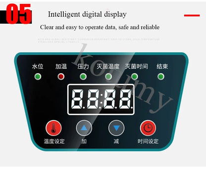 24L Automatic Sterilization Autoclave Pot High Pressure Sterilization Pot LCD Steam Sterilizer Surgical Medical Tools