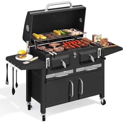 36-Inch Extra Large Charcoal Grill – 620 Sq.In BBQ Cooking Area with Thermometer & Independent Lifting Charcoal Trays