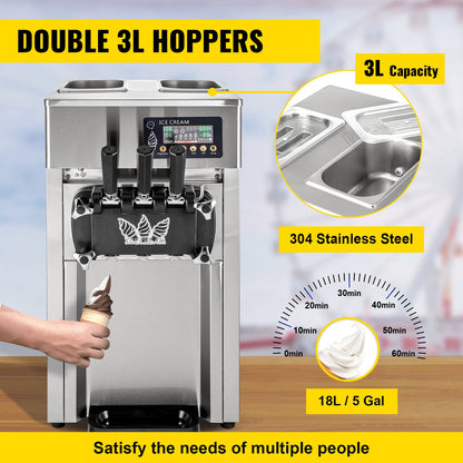 VEVOR NEW Commercial Soft Serve Ice Cream Machine For Sale fried roll home instant ice cream machine 220V Stainless Steel