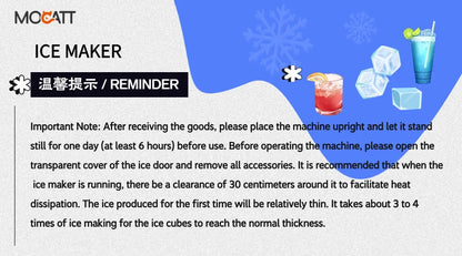 MOCATT Desktop Fully Automatic Bullet Shaped Ice Making Machine, Capable Of Making 9 Pieces Of Ice At Once, Continuously Making