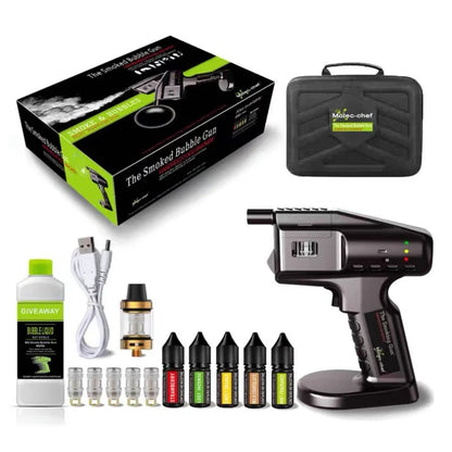 Cocktail Smoke Gun, Vapour Blaster Cocktail Bubble Smoke Gun with 5-Flavour Aroma Liquid and Edible Bubble for Food and Drink