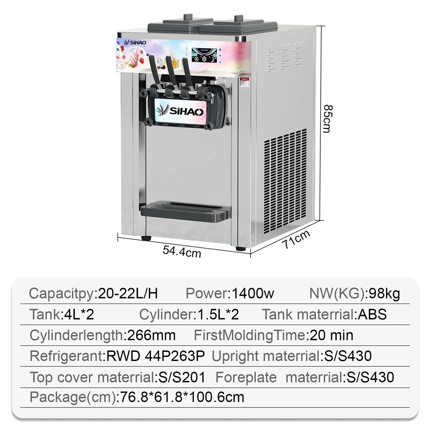 VEVOR NEW Commercial Soft Serve Ice Cream Machine For Sale fried roll home instant ice cream machine 220V Stainless Steel