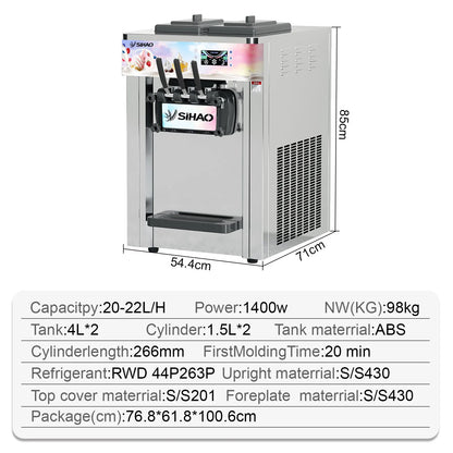 VEVOR NEW Commercial Soft Serve Ice Cream Machine For Sale fried roll home instant ice cream machine 220V Stainless Steel