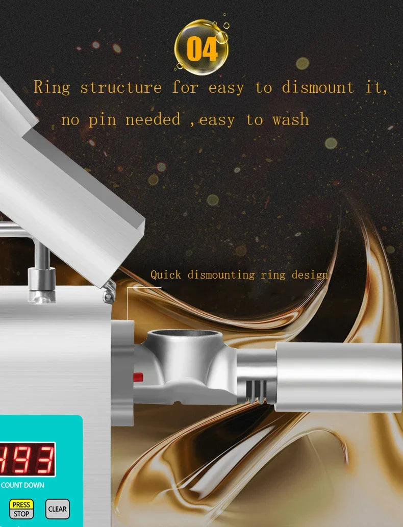 Automatic Cold Press Oil Machine – 110V/220V Sunflower, Olive & Seed Oil Extractor with Intelligent Digital Display