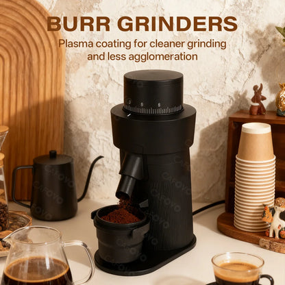 CAFOVO Q64 Espresso Grinder – 64mm Flat Burr, 3200RPM, Plasma Anti-Static, Single Dose