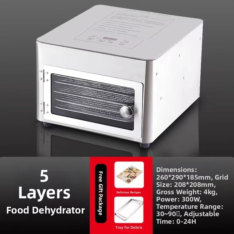 Commercial 5-Layer Stainless Steel Dehydrator with Digital Temperature Control