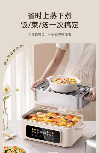 Stainless steel electric steamer household multi-functional three-layer large-capacity steamer new cooking integrated pot