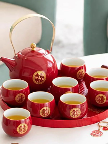 Ceramic Tea Set for Weddings, Home Teapot, Engagement and Dowry Gift, New lyweds