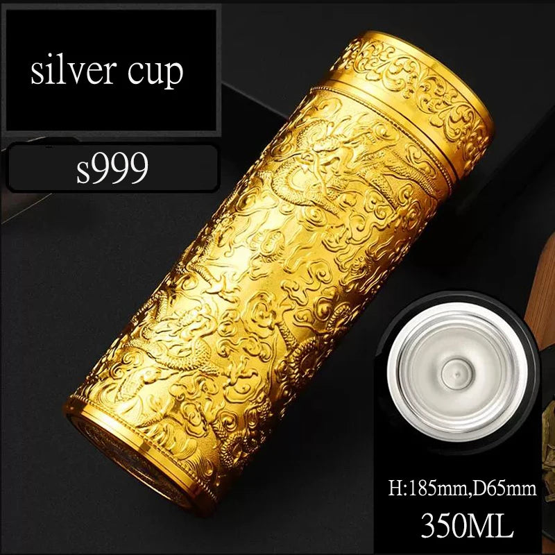 Teapot Thermos Inner Wall Sterling Silver S999 350-600ml Thermos Mug Stainless Steel Tumbler Thermos Travel Coffee Mug