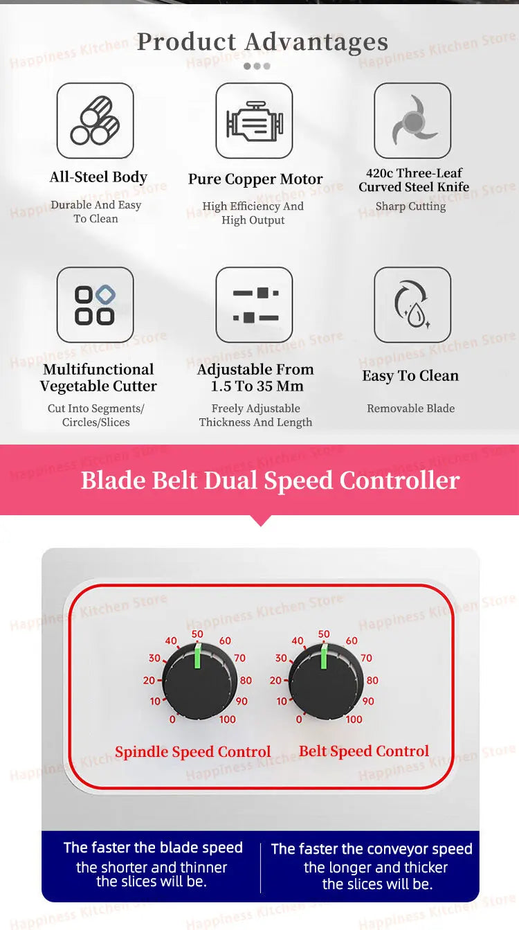 Commercial Vegetable Cutter Stainless Steel Multifunctional Fruit Slicer With Pure Copper Motor 200kg/h Restaurant Equipment