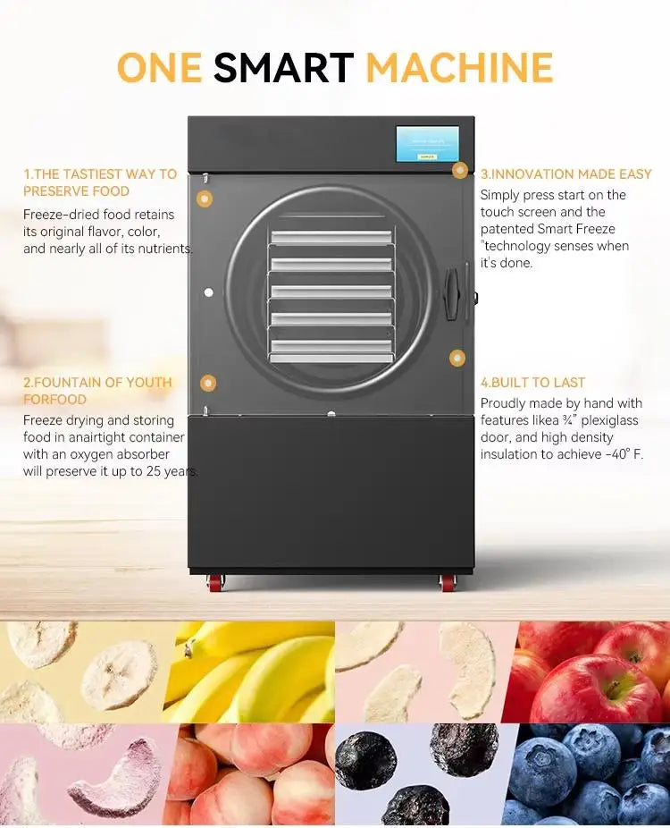 Small Food Freeze Dryer – Mini Vacuum Lyophilizer with Industrial-Grade Freeze Drying Technology for Food Preservation