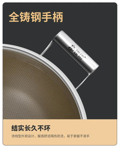 KENGQIANG Double ear 316 Stainless steel deep thick flat bottomed stew wok cooking pot non stick home frying pan cookware