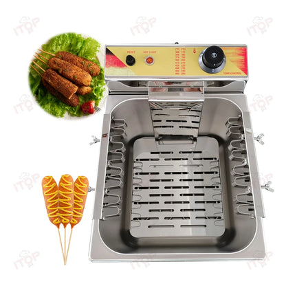 ITOP 12L Commercial Automatic Cheese Hot Dog Sticks Fryer Electric Korean Mozzarella Corn Dog Fryer Machine