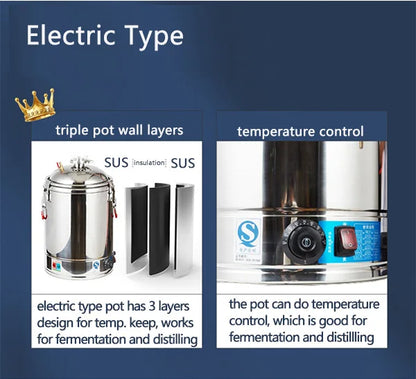 23L Home Distiller Alcohol Moonshine Electric Tubular Distilling Column Machine Wine Fermentation Used Distillation Equipment