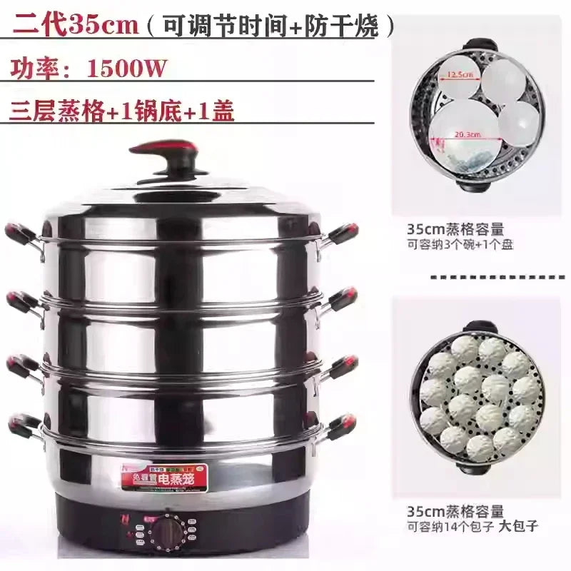 Commercial breakfast shop Multifunctional Stainless Steel Electric Steamer, new style Large Capacity, steamed buns