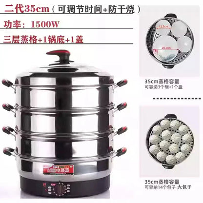Commercial breakfast shop Multifunctional Stainless Steel Electric Steamer, new style Large Capacity, steamed buns